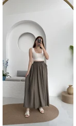 Tensel Modal Cepli Etek Haki - 5002