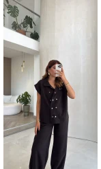 Tensel Çıtçıtlı Takım - Siyah - Kod: 4160