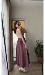 Tensel Modal Karışımlı Cepli Etek - Gül kurusu
