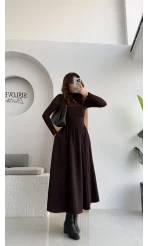 Tensel Modal Karışımlı Cepli Etek - Kahverengi