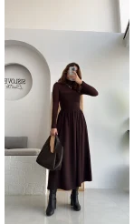 Tensel Modal Karışımlı Cepli Etek - Kahverengi