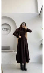 Tensel Modal Karışımlı Cepli Etek - Kahverengi