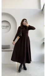 Tensel Modal Karışımlı Cepli Etek - Kahverengi