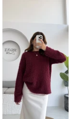 Tina Sakallı Yumoş Kazak - Bordo - Kod: 25503