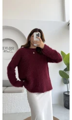 Tina Sakallı Yumoş Kazak - Bordo - Kod: 25503