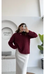 Tina Sakallı Yumoş Kazak - Bordo - Kod: 25503