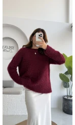 Tina Sakallı Yumoş Kazak - Bordo - Kod: 25503