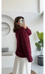 Tina Sakallı Yumoş Kazak - Bordo - Kod: 25503