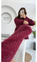 Tina Sakallı Yumoş Kazak - Bordo - Kod: 25503