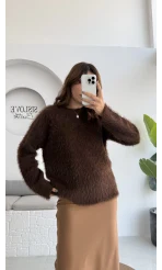 Tina Sakallı Yumoş Kazak - Kahverengi - Kod: 25503