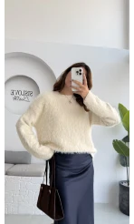 Tina Sakallı Yumoş Kazak - Krem - Kod: 25503