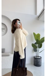 Tina Sakallı Yumoş Kazak - Krem - Kod: 25503