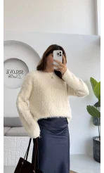 Tina Sakallı Yumoş Kazak - Krem - Kod: 25503