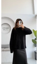 Tina Sakallı Yumoş Kazak - Siyah - Kod: 25503