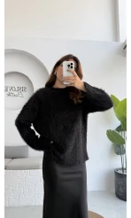 Tina Sakallı Yumoş Kazak - Siyah - Kod: 25503