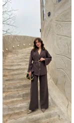 Toka Detay Kemerli Tunik Takım - Acı Kahve - Kod: 8927