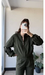 Tokalı Bomber Ceket Haki