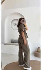 Tokyo Fermuarlı Gömlek Pantolon Takım - Haki