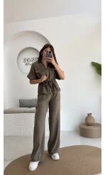 Tokyo Fermuarlı Gömlek Pantolon Takım - Haki