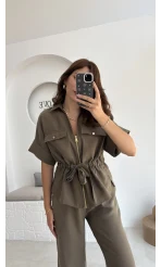 Tokyo Fermuarlı Gömlek Pantolon Takım - Haki