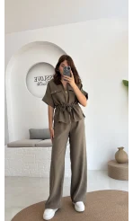 Tokyo Fermuarlı Gömlek Pantolon Takım - Haki