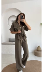 Tokyo Fermuarlı Gömlek Pantolon Takım - Haki