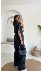 Tokyo Fermuarlı Gömlek Pantolon Takım - Lacivert