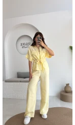 Tokyo Fermuarlı Gömlek Pantolon Takım - Sarı