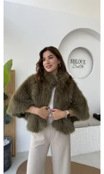 Tracy Tüylü Panço - Haki - Kod: 8015