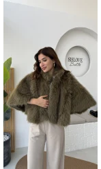 Tracy Tüylü Panço - Haki - Kod: 8015