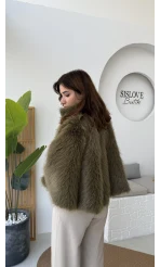 Tracy Tüylü Panço - Haki - Kod: 8015