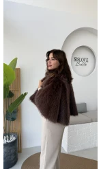 Tracy Tüylü Panço - Kahverengi - Kod: 8015