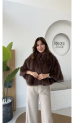 Tracy Tüylü Panço - Kahverengi - Kod: 8015