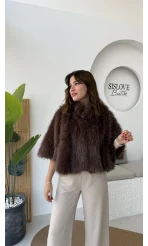Tracy Tüylü Panço - Kahverengi - Kod: 8015