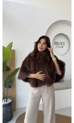 Tracy Tüylü Panço - Kahverengi - Kod: 8015