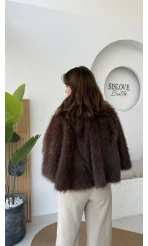 Tracy Tüylü Panço - Kahverengi - Kod: 8015