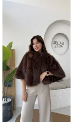 Tracy Tüylü Panço - Kahverengi - Kod: 8015