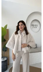 Tracy Tüylü Panço - Taş - Kod: 8015