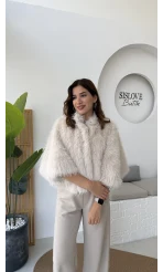 Tracy Tüylü Panço - Taş - Kod: 8015