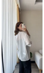 Transparan Çizgili Gri Gömlek