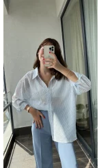 Transparan Çizgili Mavi Gömlek