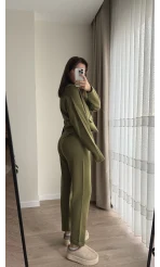 Triko Hırkalı Takım Haki