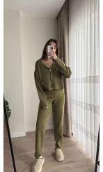 Triko Hırkalı Takım Haki
