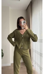 Triko Hırkalı Takım Haki