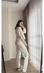 Triko Hırkalı Takım Kırık Beyaz