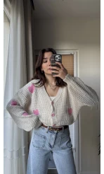 Triko Pembe Kalp Hırka