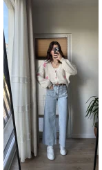 Triko Pembe Kalp Hırka