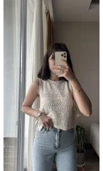 Triko Yanları Bağlamalı Bluz