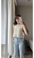 Triko Yanları Bağlamalı Bluz