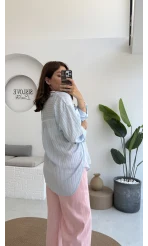 Tül Detay Gömlek-2109-Bebe Mavisi